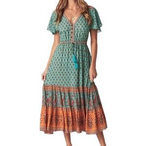 STAR IVY Bohemian Paisley Floral Cleo Midi Dress
